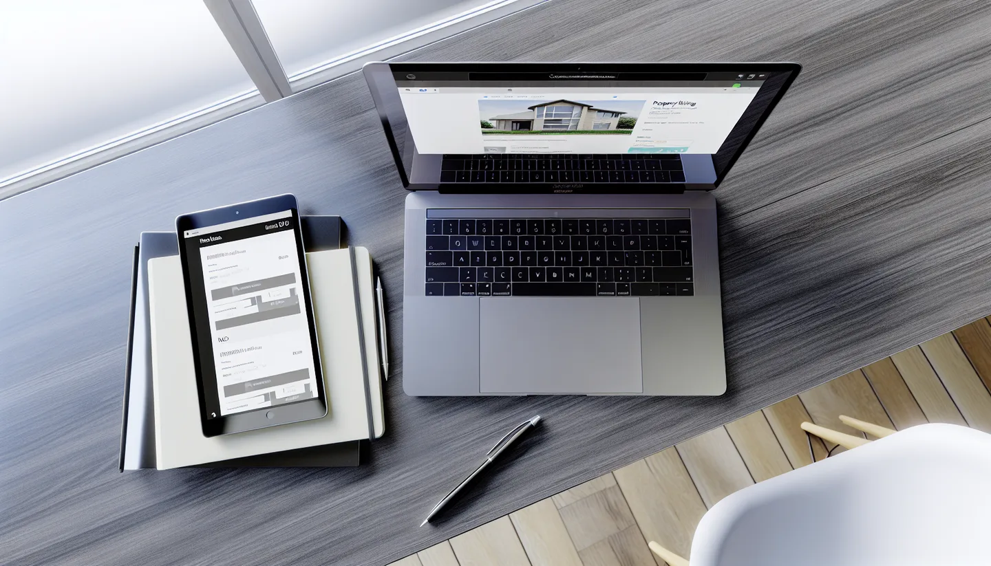 Laptop and tablet showing online property listing website