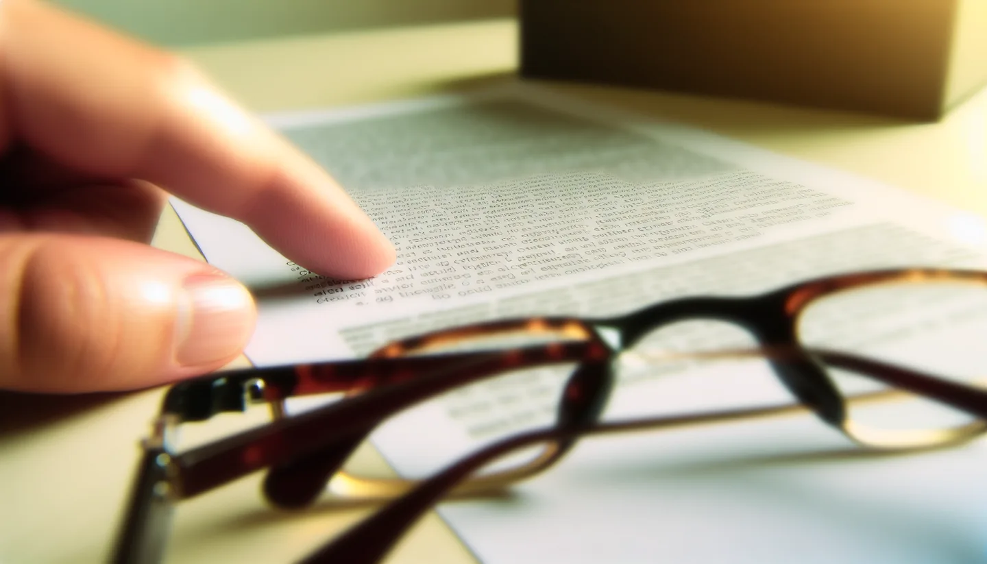 Hand pointing to a clause on a real estate contract