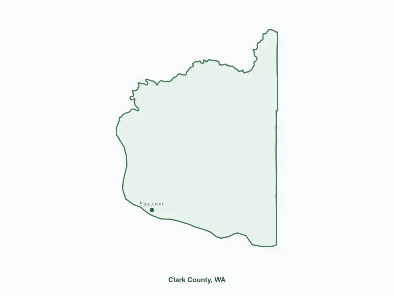 Map of Clark County, WA showing major cities