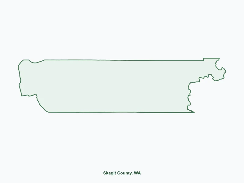 Map of Skagit County, WA showing major cities