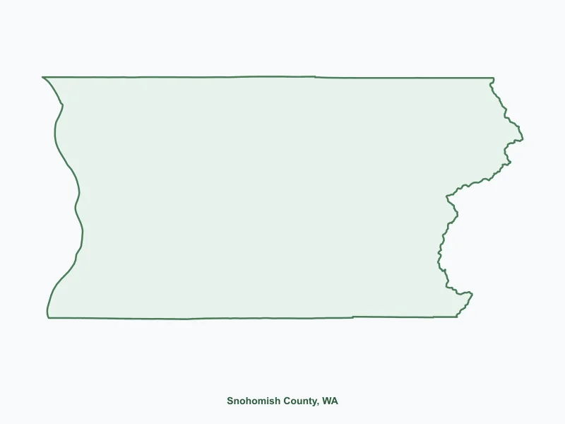 Map of Snohomish County, WA showing major cities