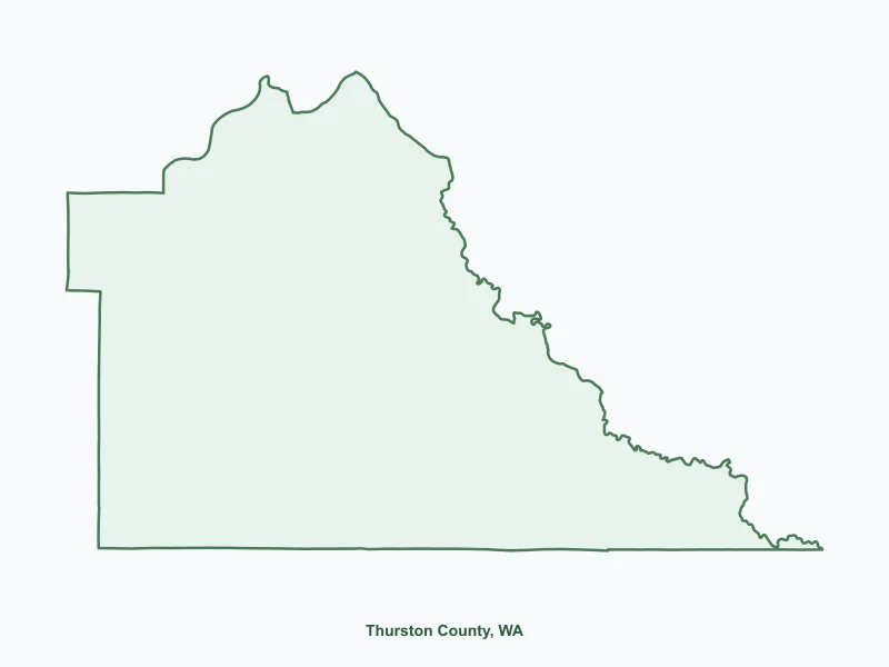 Map of Thurston County, WA showing major cities