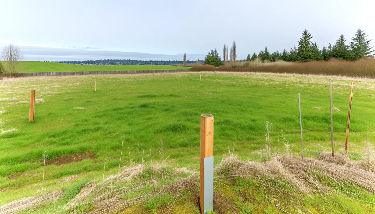 Vacant land parcel for sale in King County, Washington with Pacific Northwest evergreen trees