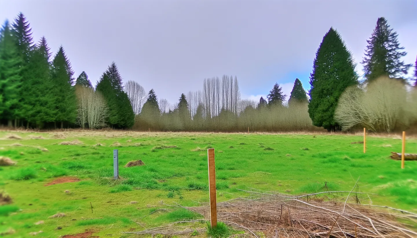 Vacant land parcel for sale in Kitsap County, Washington with Pacific Northwest evergreen trees