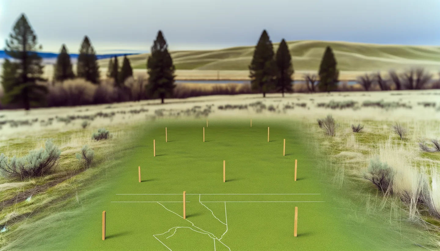 Vacant land parcel for sale in Spokane, Washington with Pacific Northwest evergreen trees