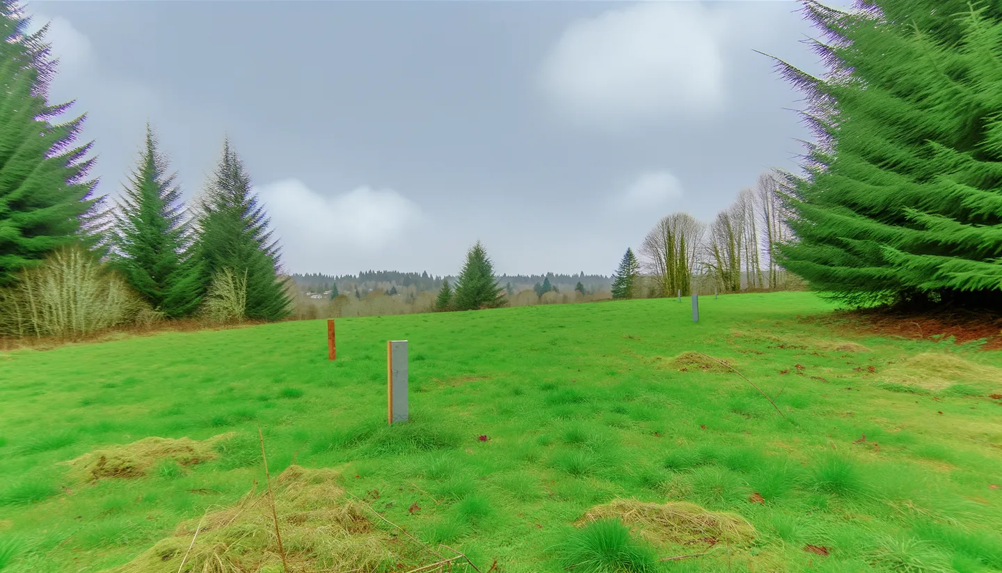 Vacant land parcel for sale in Thurston County, Washington with Pacific Northwest evergreen trees